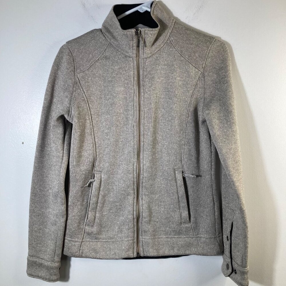 Womens Mountain Khaki Full‎ Zip Sweater Jacket S Tan Polyester